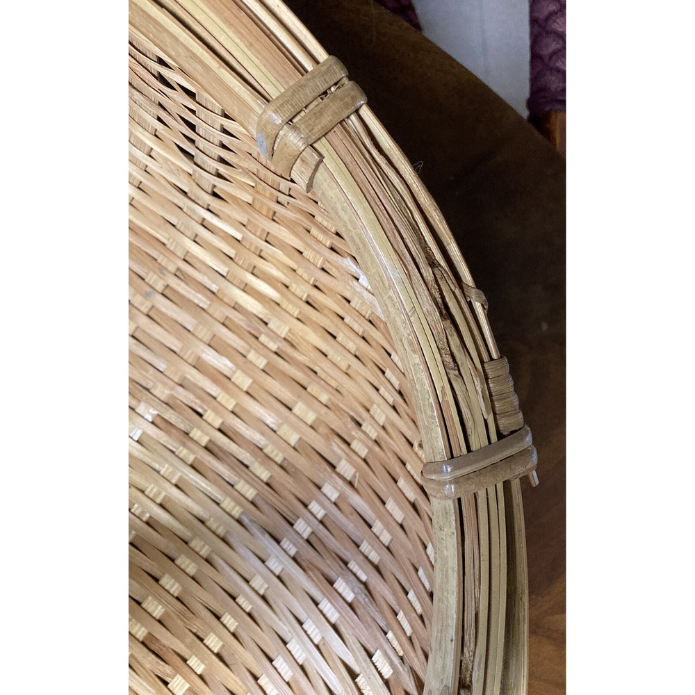 Beautiful Large Sieve Woven Split Bamboo Basket Tray Southeastern ASIA - Picture 6 of 16